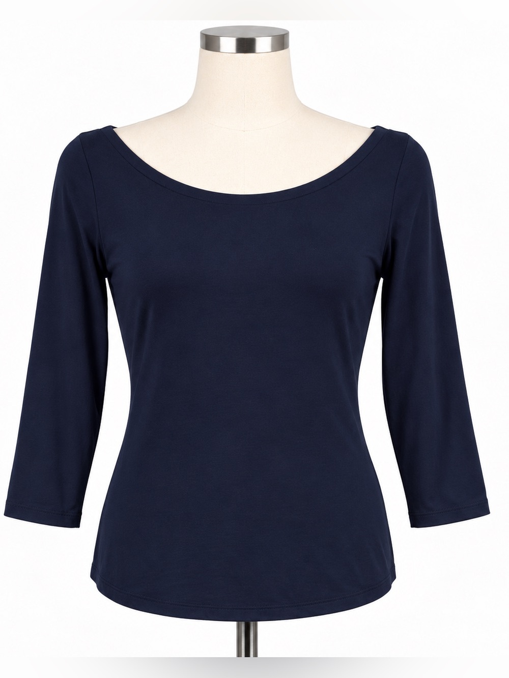 J.Crew Navy Cotton Linen Boat Neck 3/4 Sleeve Top Size Small